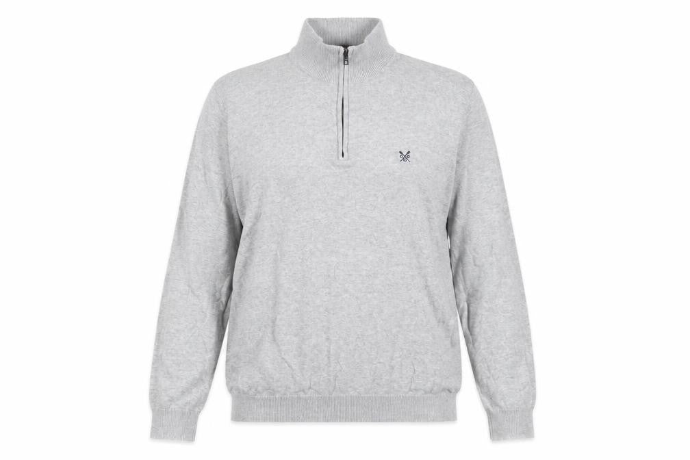 Crew Clothing Grey High Neck Cotton Pullover Jumper Size L - Logo, Embroidered