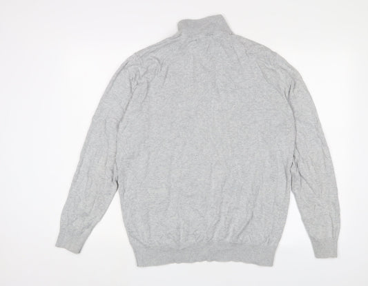Crew Clothing Womens Grey High Neck Cotton Pullover Jumper Size L - Logo, Embroidered