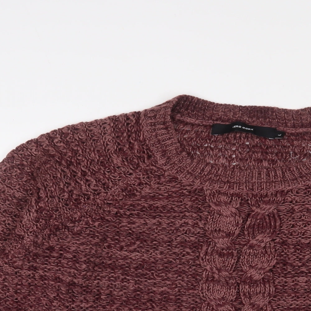 VERO MODA Womens Purple Crew Neck Acrylic Pullover Jumper Size L