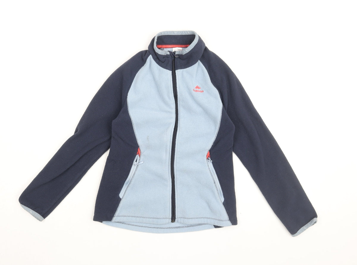 Decathlon Girls Blue Polyester Full Zip Sweatshirt Size 8-9 Years Zip