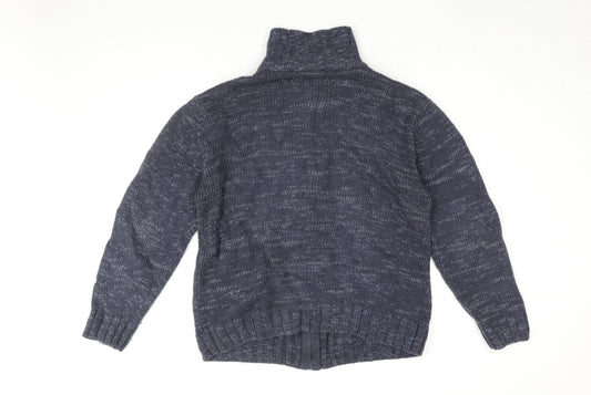 Tom Hagan Mens Blue Wool Full Zip Sweatshirt Size L
