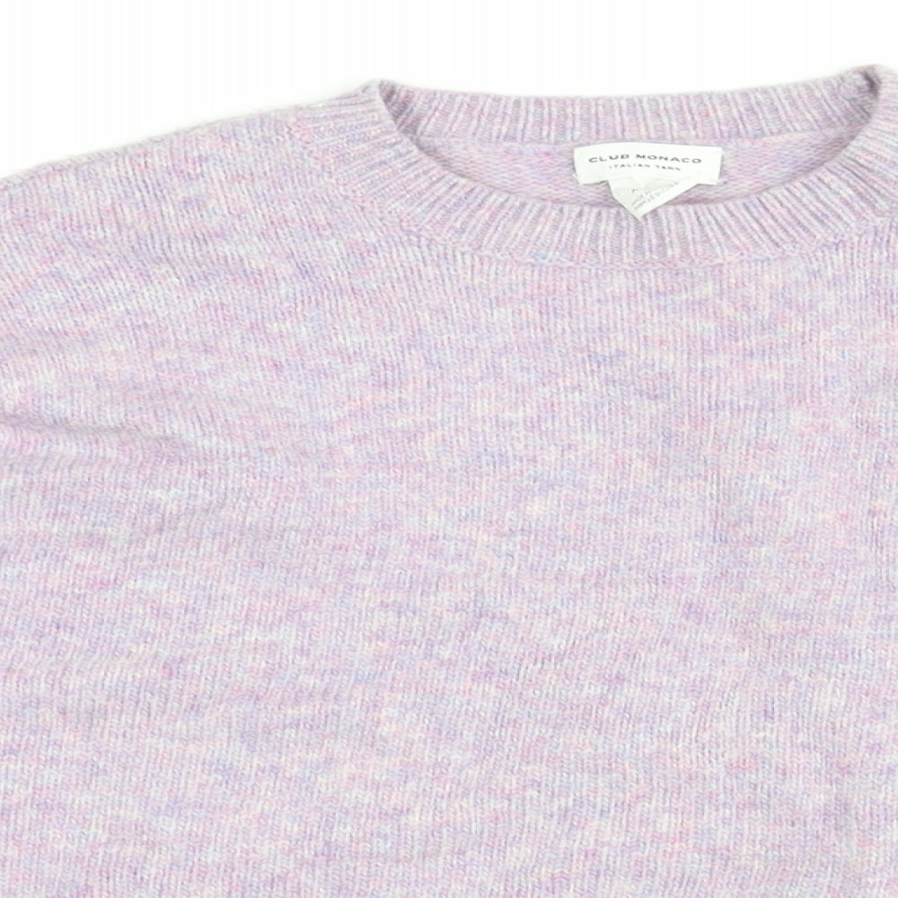 Club Monaco Womens Purple Round Neck Wool Pullover Jumper Size XS