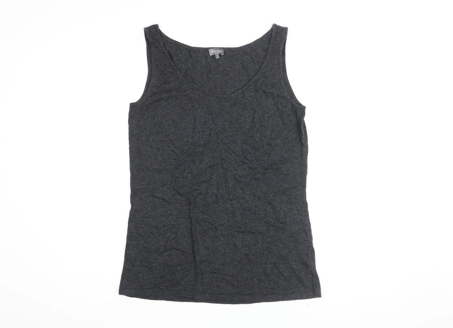 Phase Eight Womens Black Acrylic Basic Tank Size L Round Neck