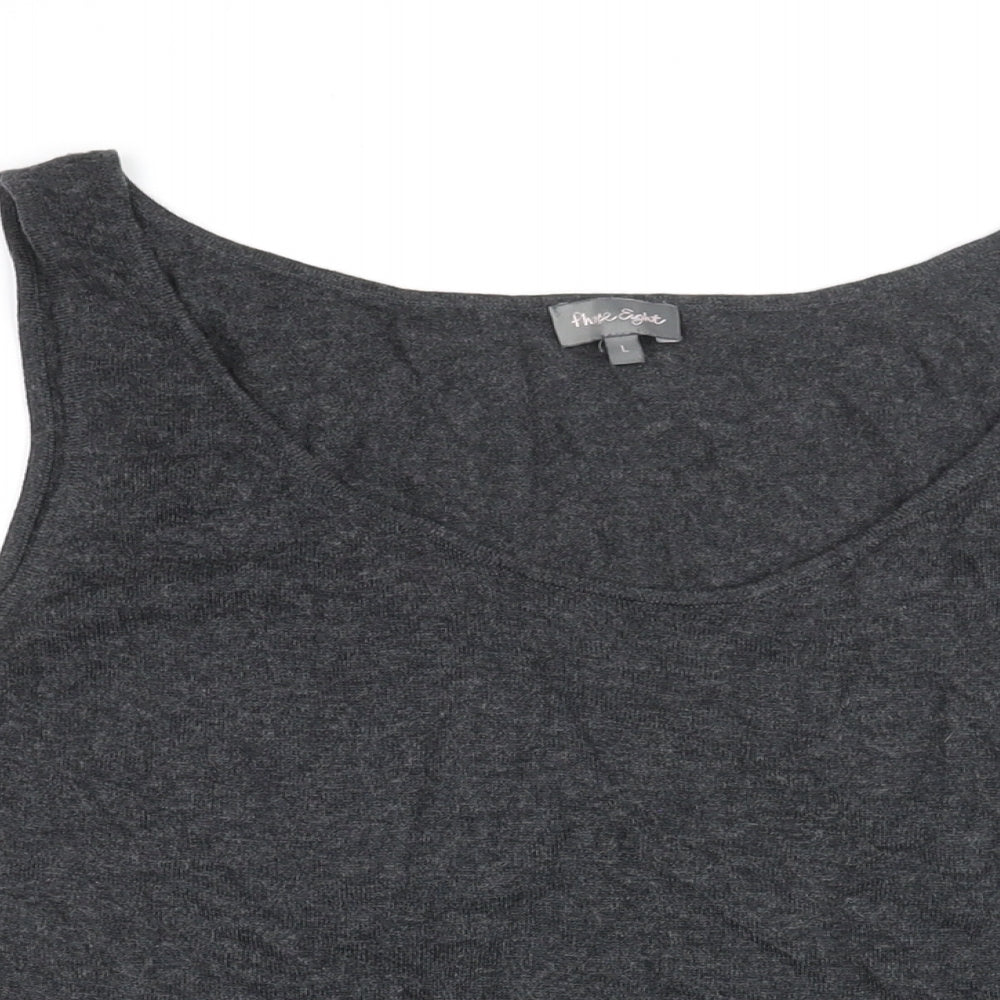 Phase Eight Womens Black Acrylic Basic Tank Size L Round Neck