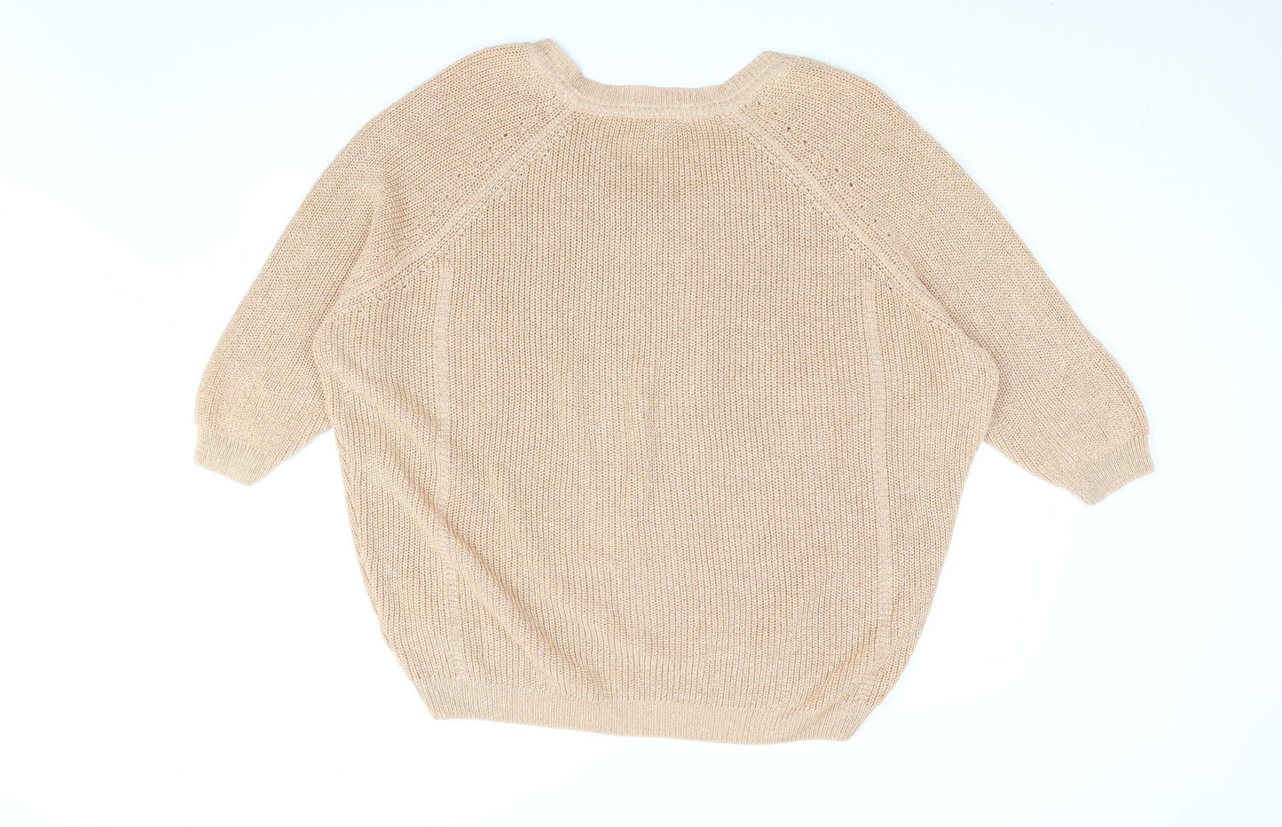 NEXT Womens Gold V-Neck Acrylic Pullover Jumper Size XL