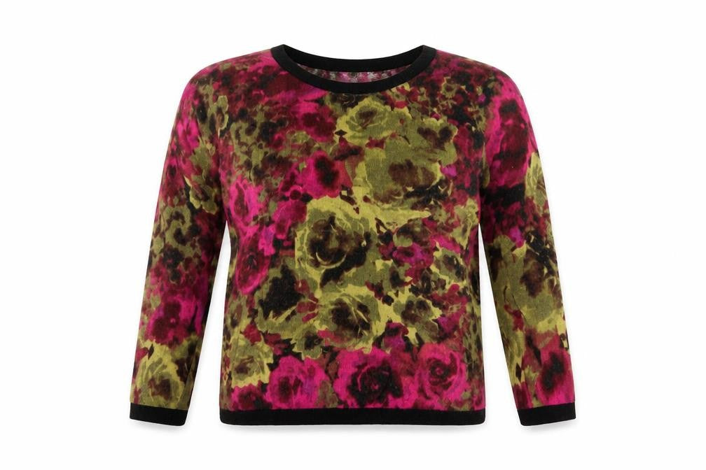 Front view of Amaryllis Floral Button Cardigan, Multicoloured, size L