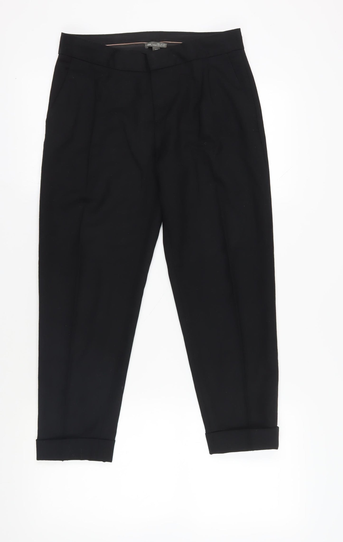 Gap Black Cropped Wool Blend Women's Trousers Size 8