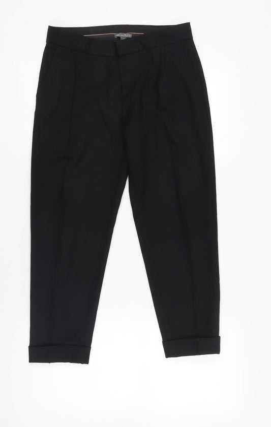Gap Black Cropped Wool Blend Women's Trousers Size 8