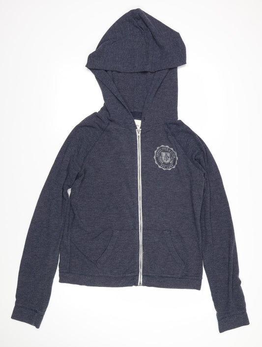 Abercombie&Fitch Womens Blue Polyester Full Zip Hoodie Size L Zip