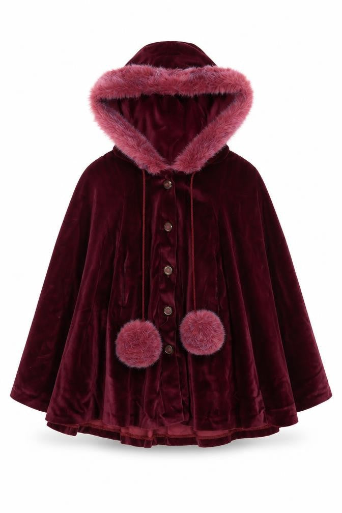 Front view of Sarah Louise girls’ purple ikat jacket poncho, size 2, years button
