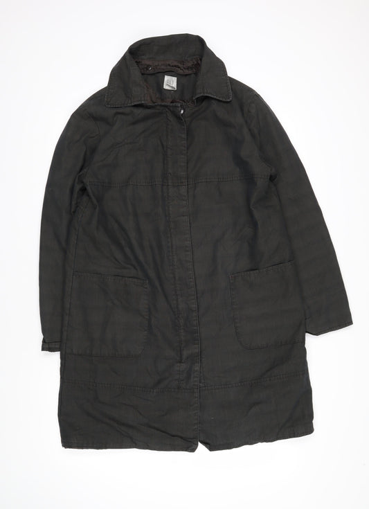 Gap Womens Grey Herringbone Overcoat Coat Size 12 Zip