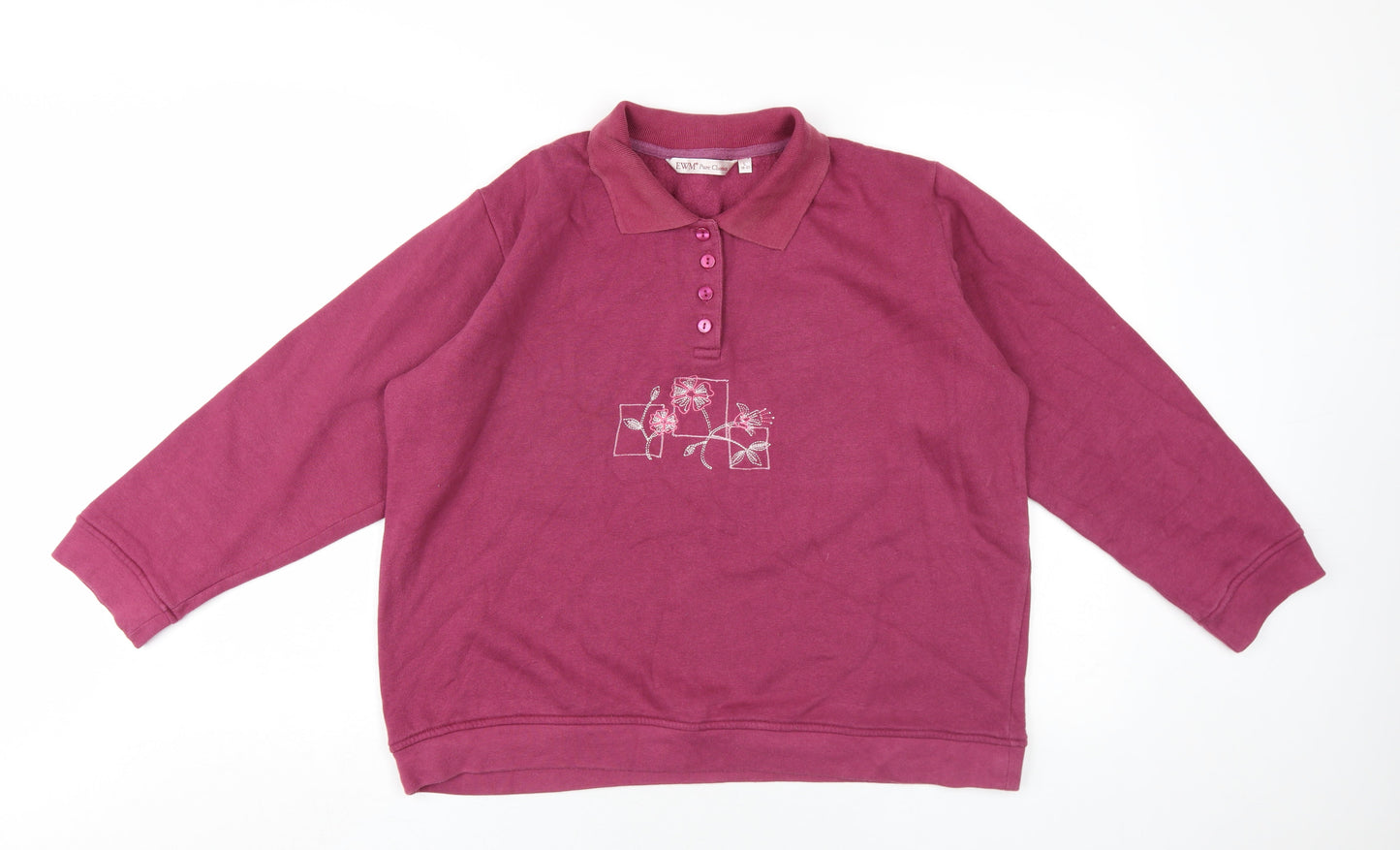 EWM Womens Pink Cotton Pullover Sweatshirt Size 18 Button
