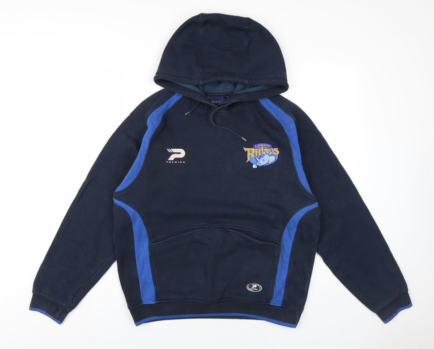 Leeds Rhinos Mens Blue Cotton Pullover Hoodie Size S