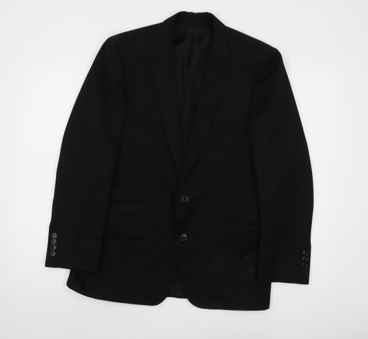 Diolen Mens Black Polyester Jacket Suit Jacket Size 38 Regular