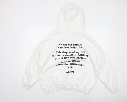 Pacific Republic Womens White Cotton Pullover Hoodie Size M Pullover