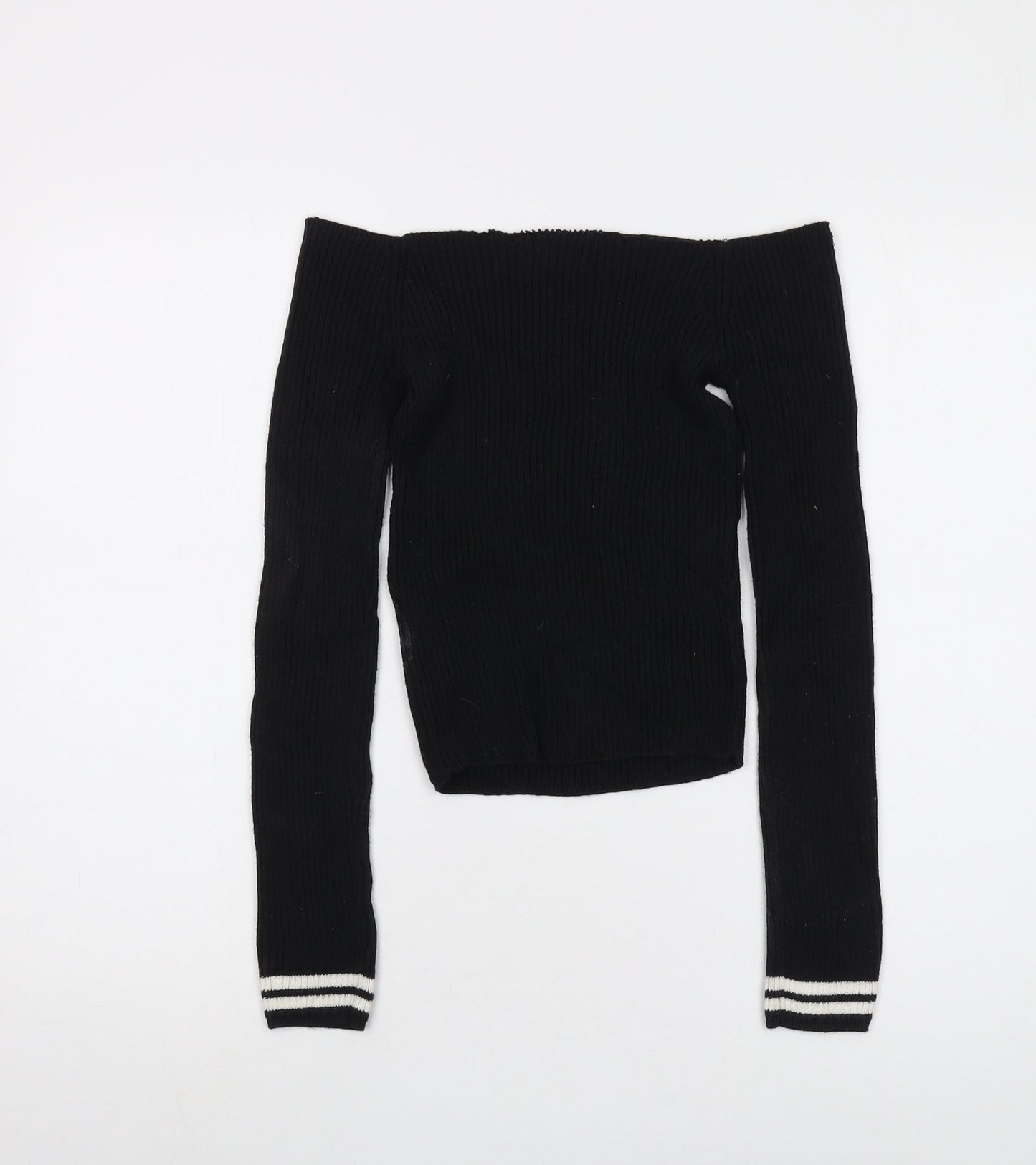 Hollister Womens Black Square Neck Cotton Pullover Jumper Size S