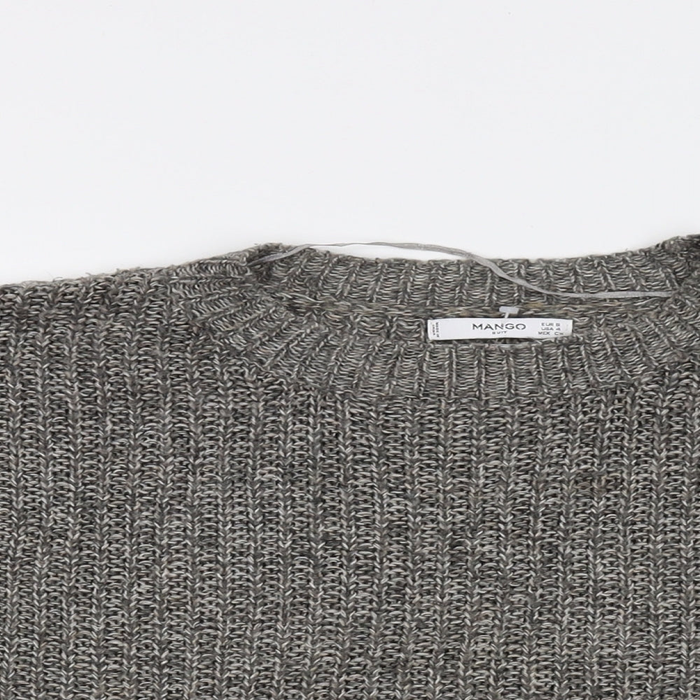 Mango Womens Grey Round Neck Acrylic Pullover Jumper Size S