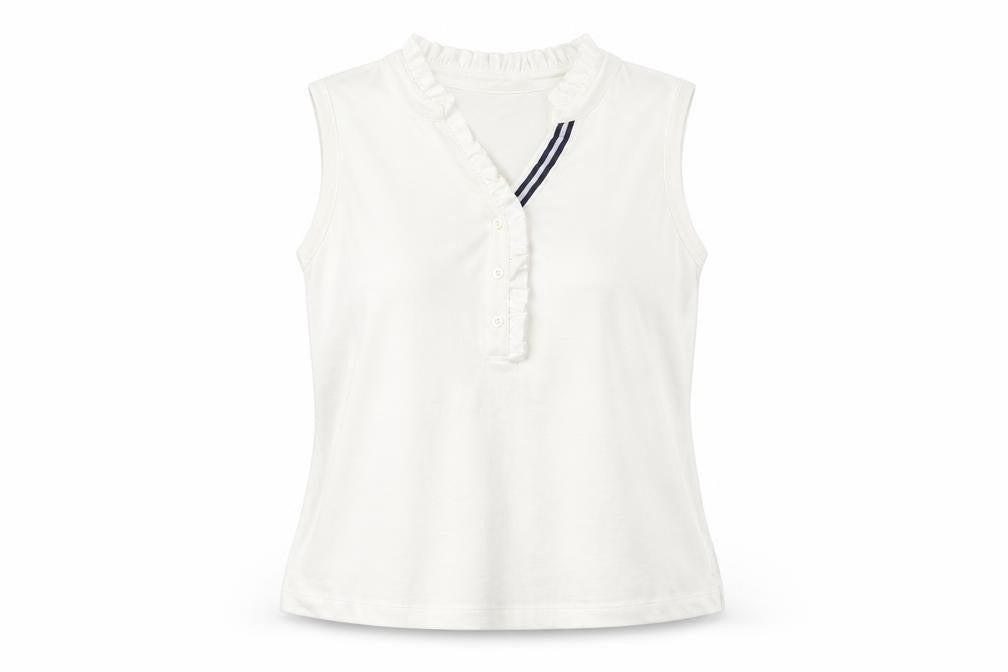 Womens UK Size M Lands' End Ivory Cotton Tank