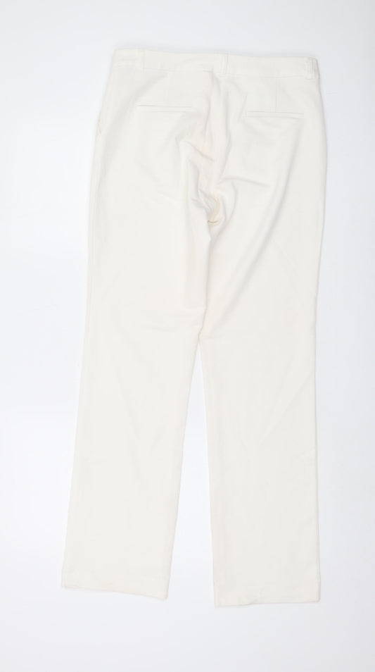 Collection Womens Ivory Polyester Trousers Size S L31 in Regular Hook & Eye