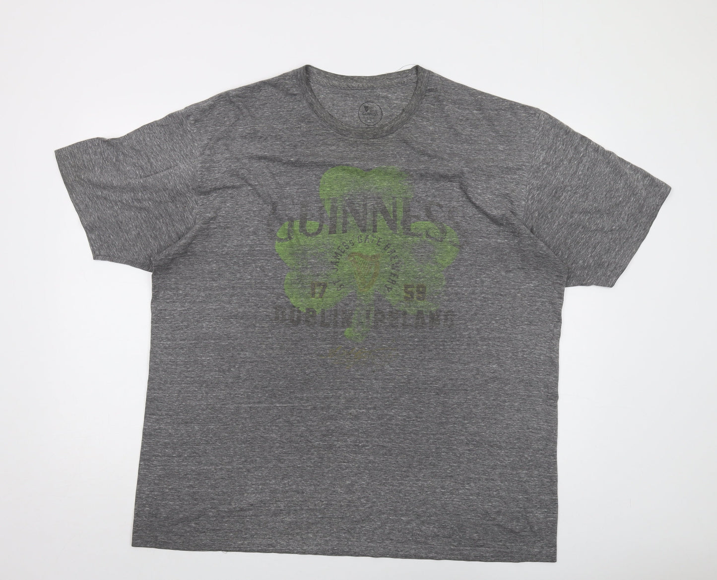 Guinness Mens Grey Cotton T-Shirt Size 2XL Crew Neck