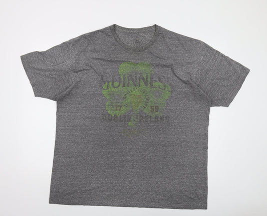 Guinness Mens Grey Cotton T-Shirt Size 2XL Crew Neck