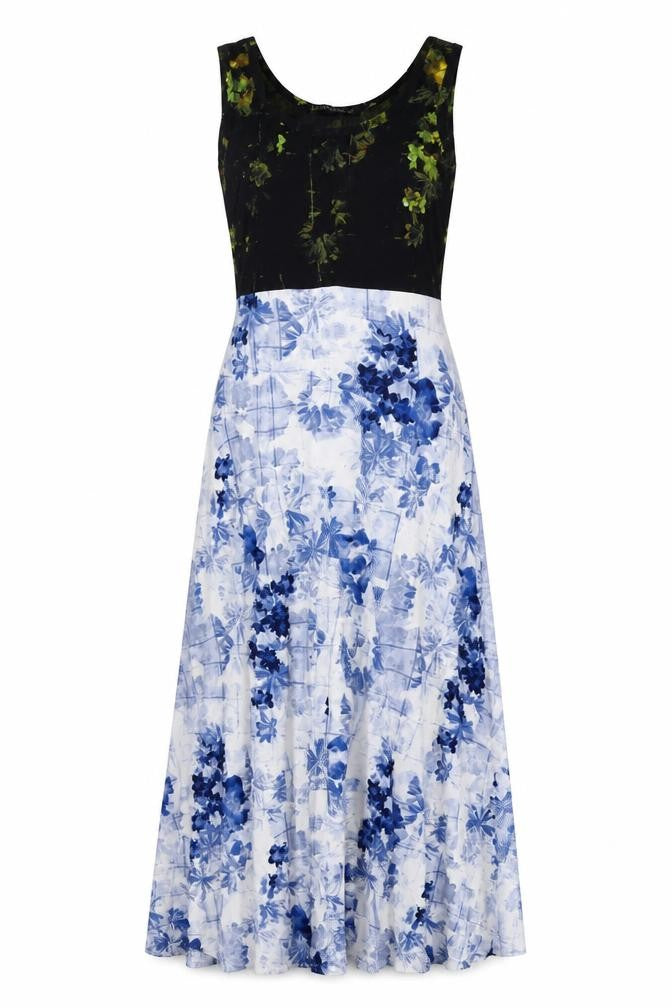 Ivanka Trump Womens Multicoloured Floral Polyester A-Line Size M Round Neck Pullover