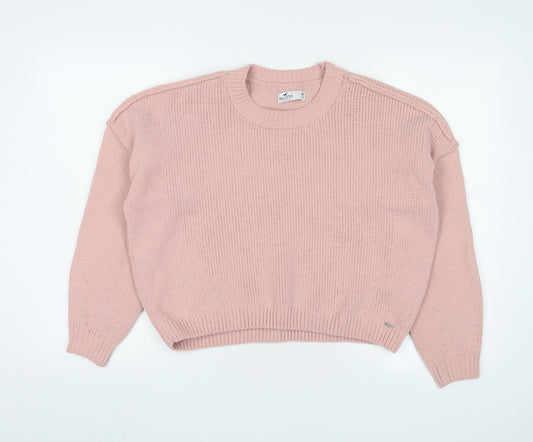 Hollister Womens Pink Crew Neck Polyester Pullover Jumper Size M