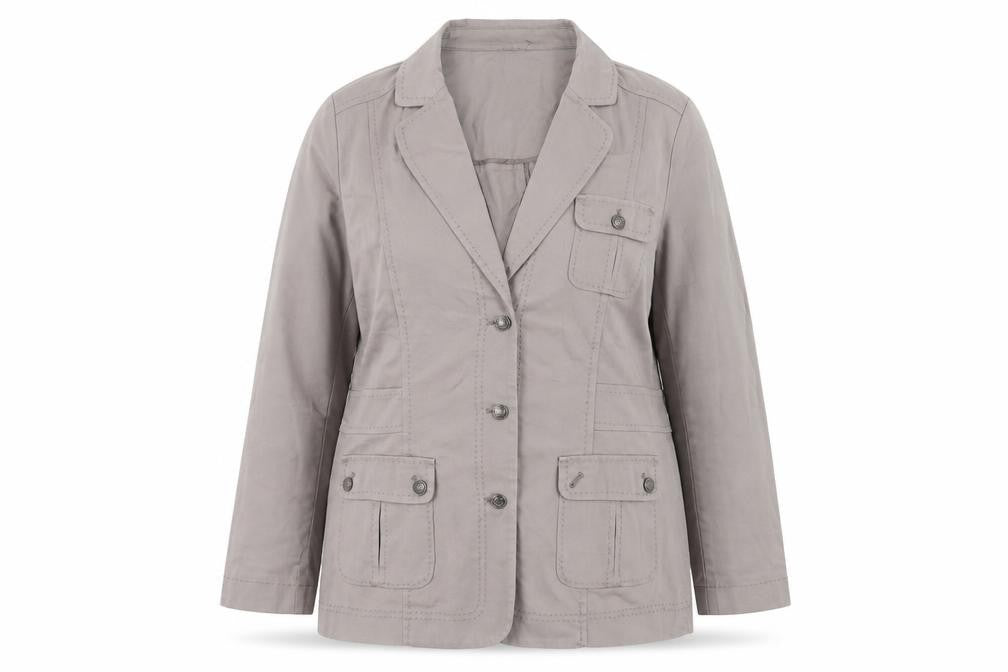 Maine New England Womens Beige Jacket Blazer Size 14 Button - Pockets