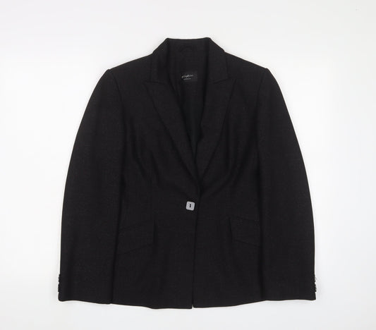 Principles Womens Black Jacket Blazer Size 12 Button