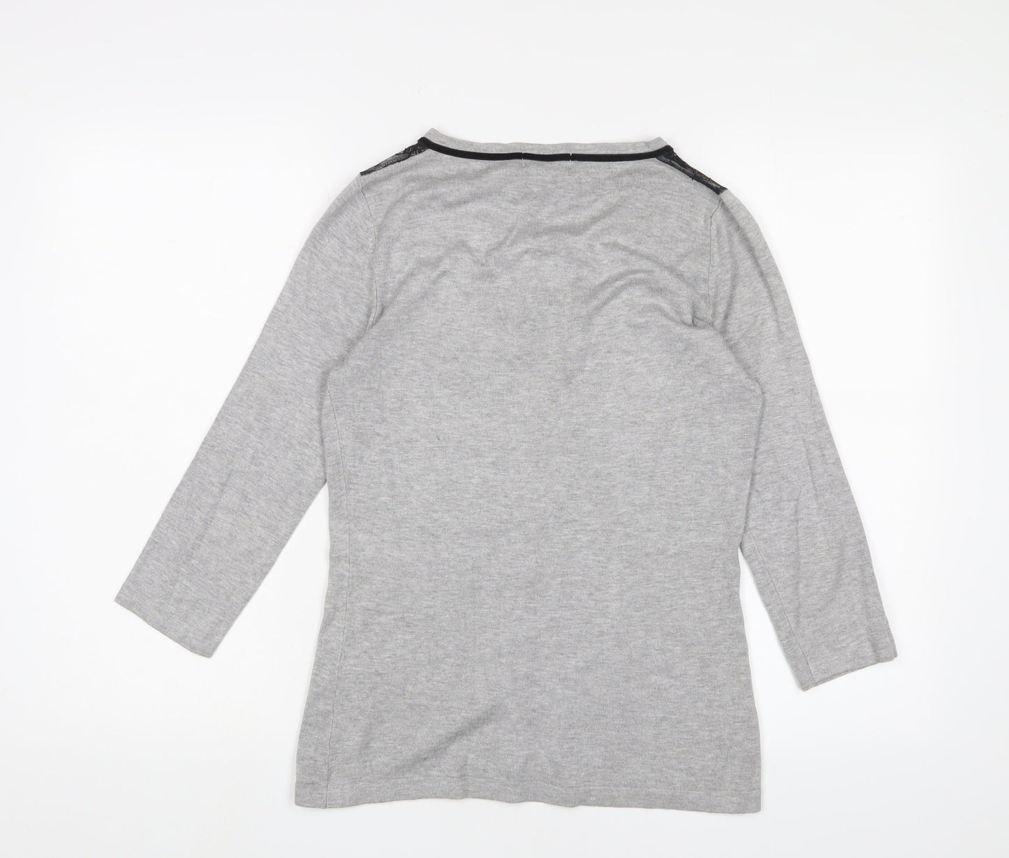 Kaliko Womens Grey Boat Neck Viscose Cardigan Jumper Size 8 - Lace