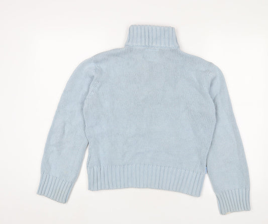 Crew Clothing Womens Blue High Neck Cotton Pullover Jumper Size 16