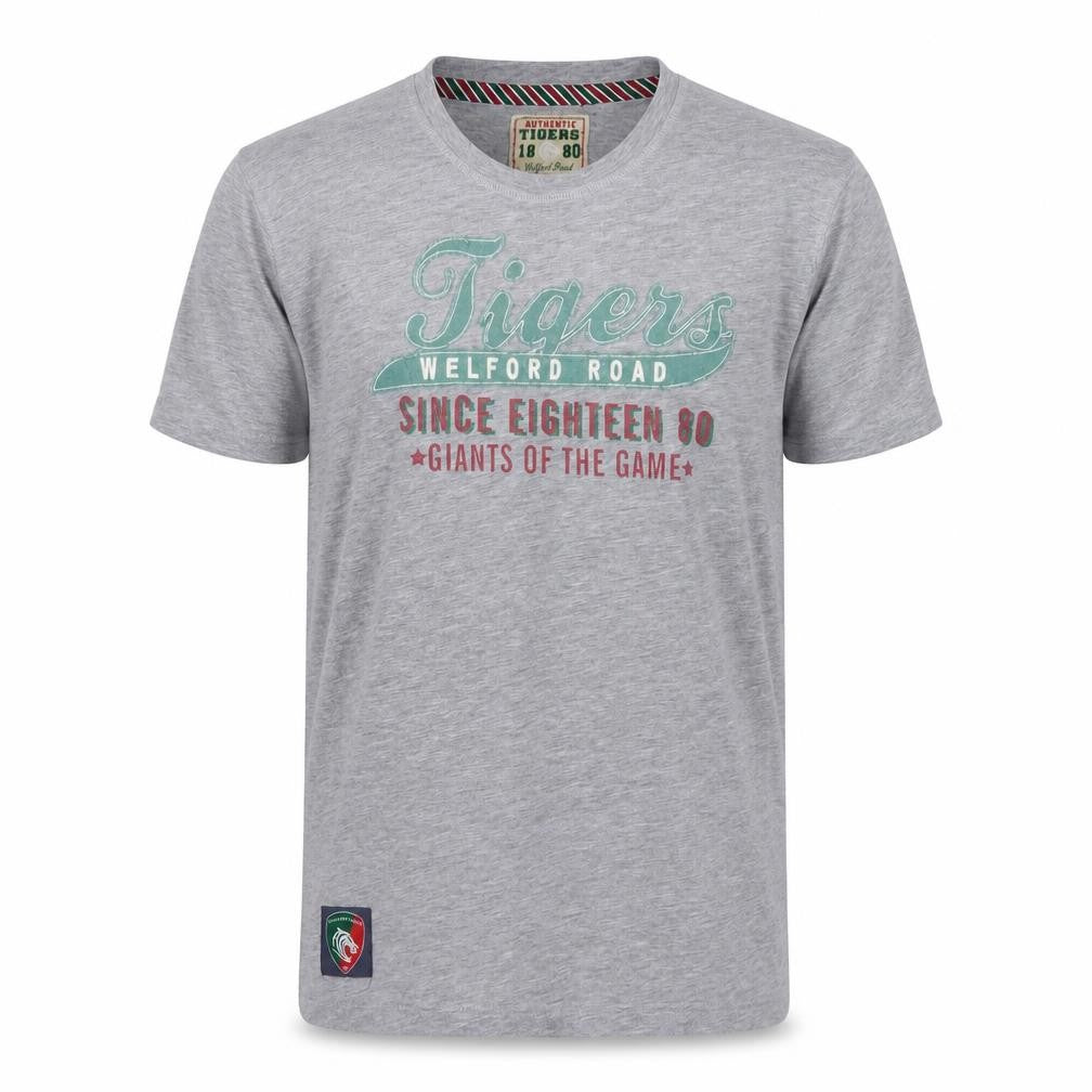 Tigers Mens Grey Cotton T-Shirt Size XL Crew Neck - Embroidered