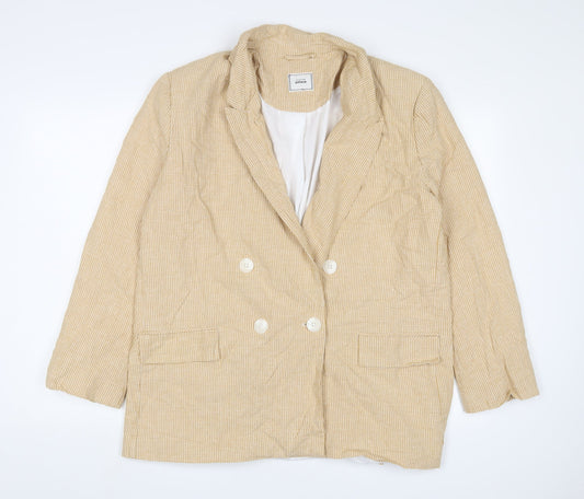 Pimkie Womens Yellow Plaid Jacket Blazer Size XL Button