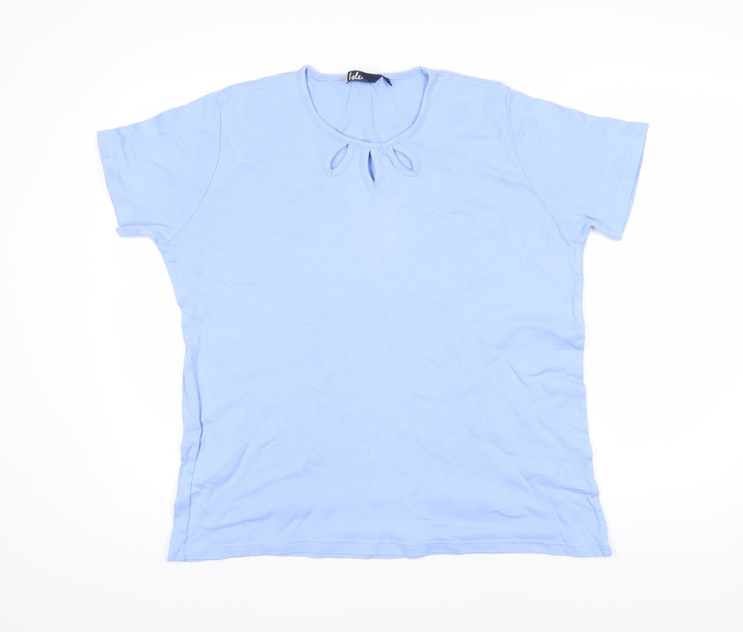 Isle Womens Blue 100% Cotton Basic T-Shirt Size L Roll Neck