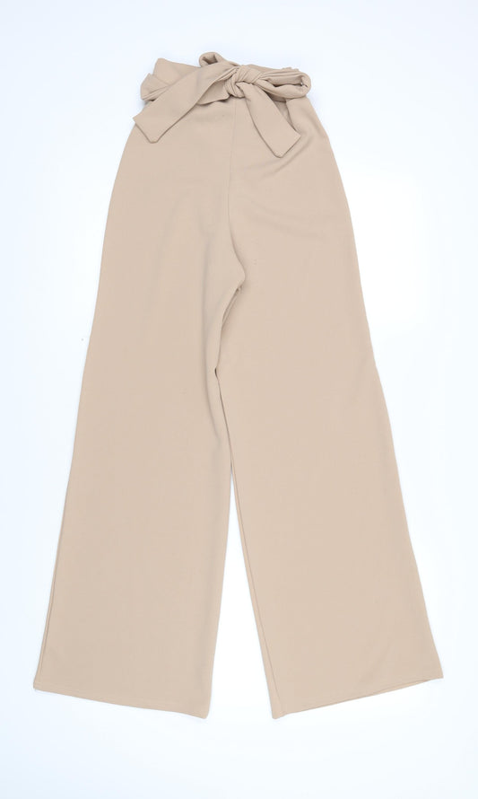 Stylewise Womens Beige Polyester Trousers Size 6 L28 in Regular - Elasticated waist
