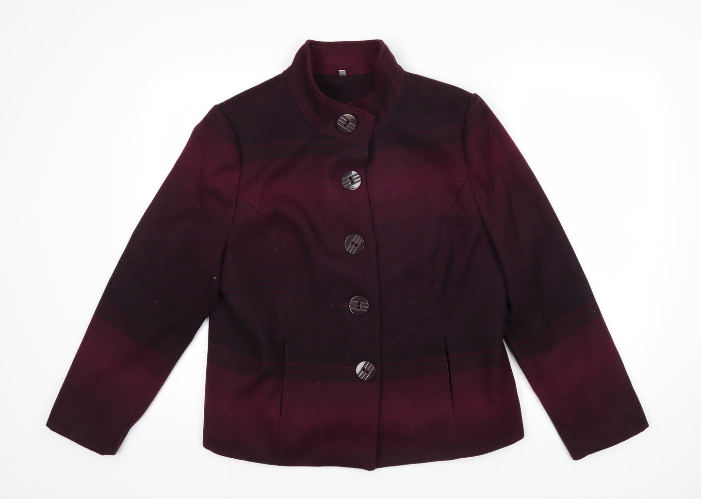 Isle Womens Purple Striped Jacket Blazer Size 16 Button