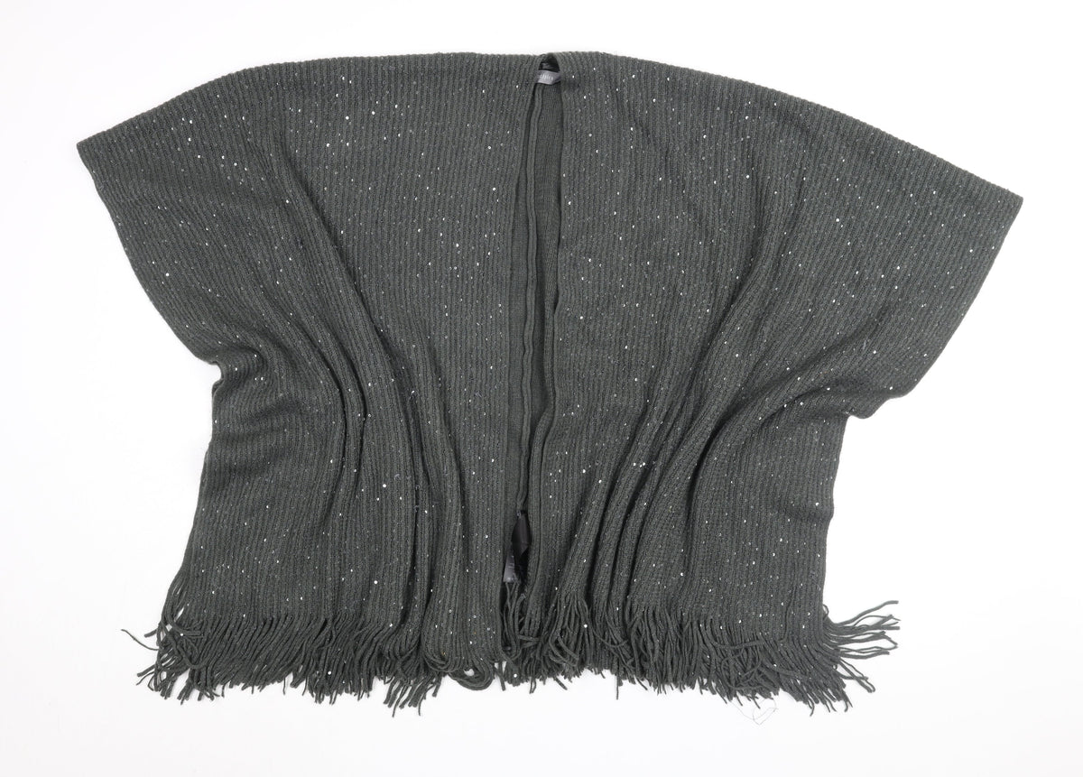 Additional front view of Principles women’s green v-neck acrylic cape jumper one size
