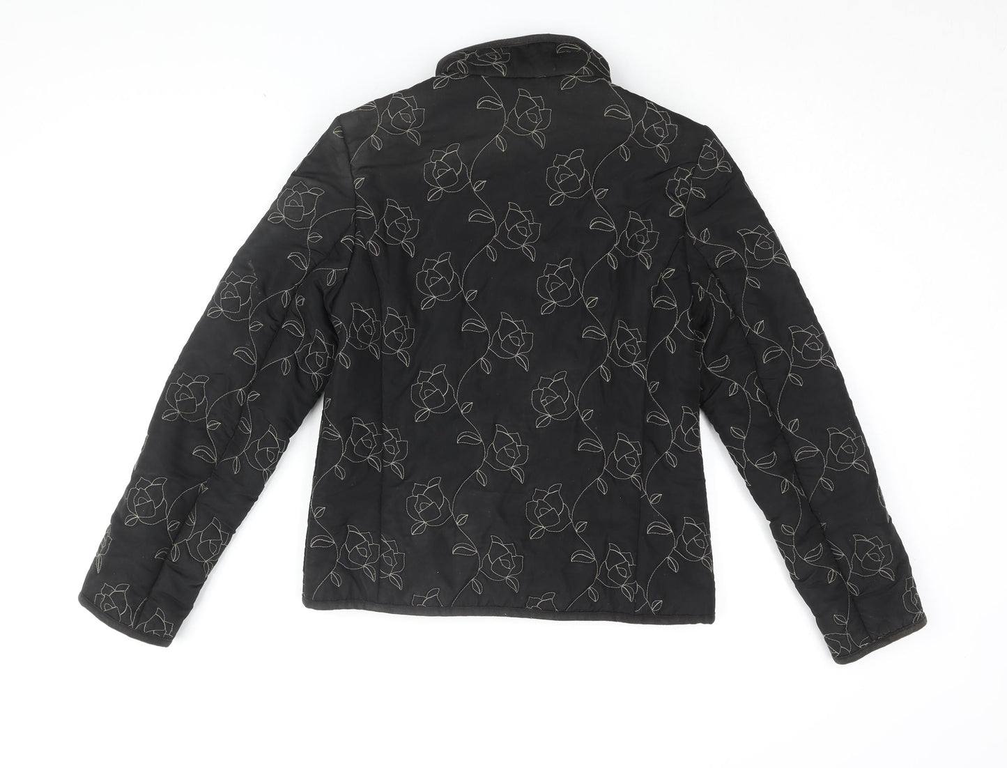 SCL sport Womens Black Floral Jacket Coat Size 10 Zip