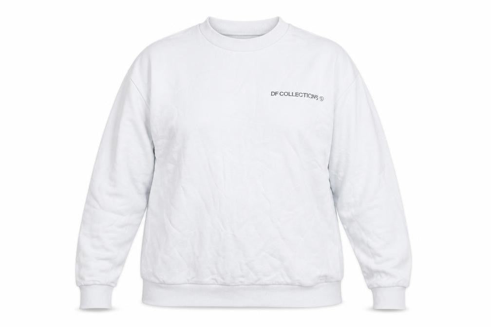 Front view of ASOS women’s blue cotton pullover sweatshirt, size L, pullover - df collections