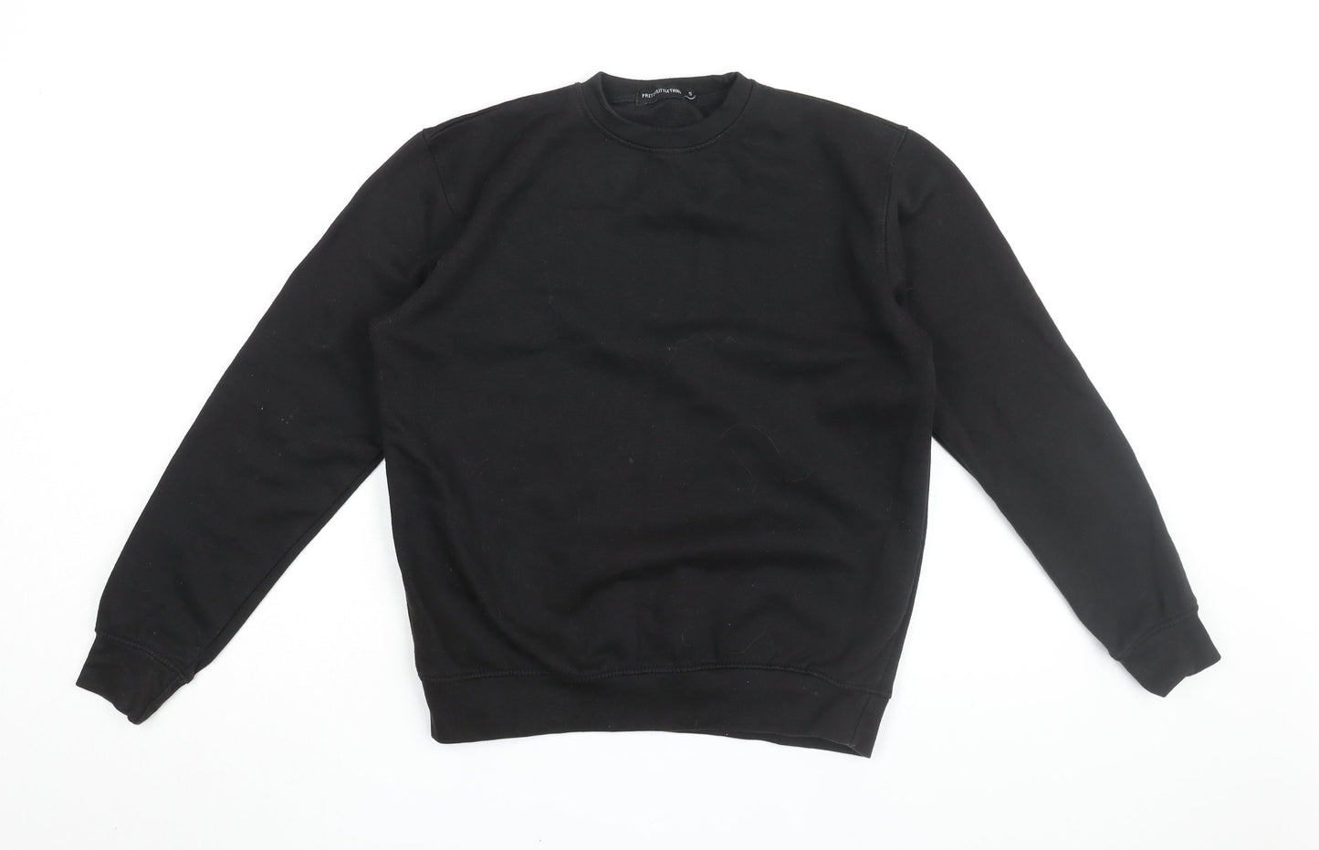 PRETTYLITTLETHING Womens Black Cotton Pullover Sweatshirt Size S Pullover