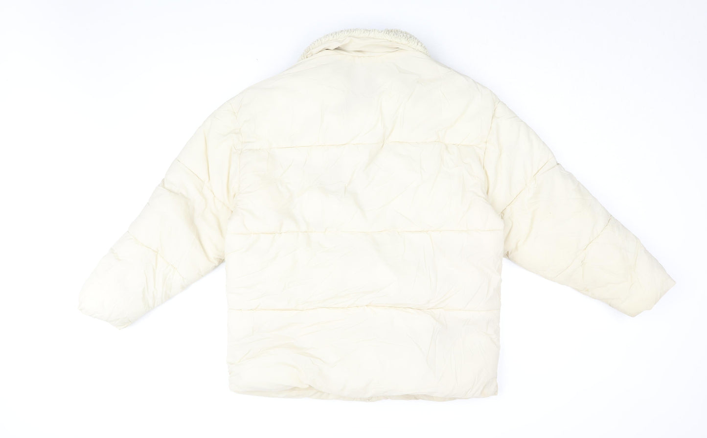 Topshop Womens Ivory Puffer Jacket Coat Size 8 Zip