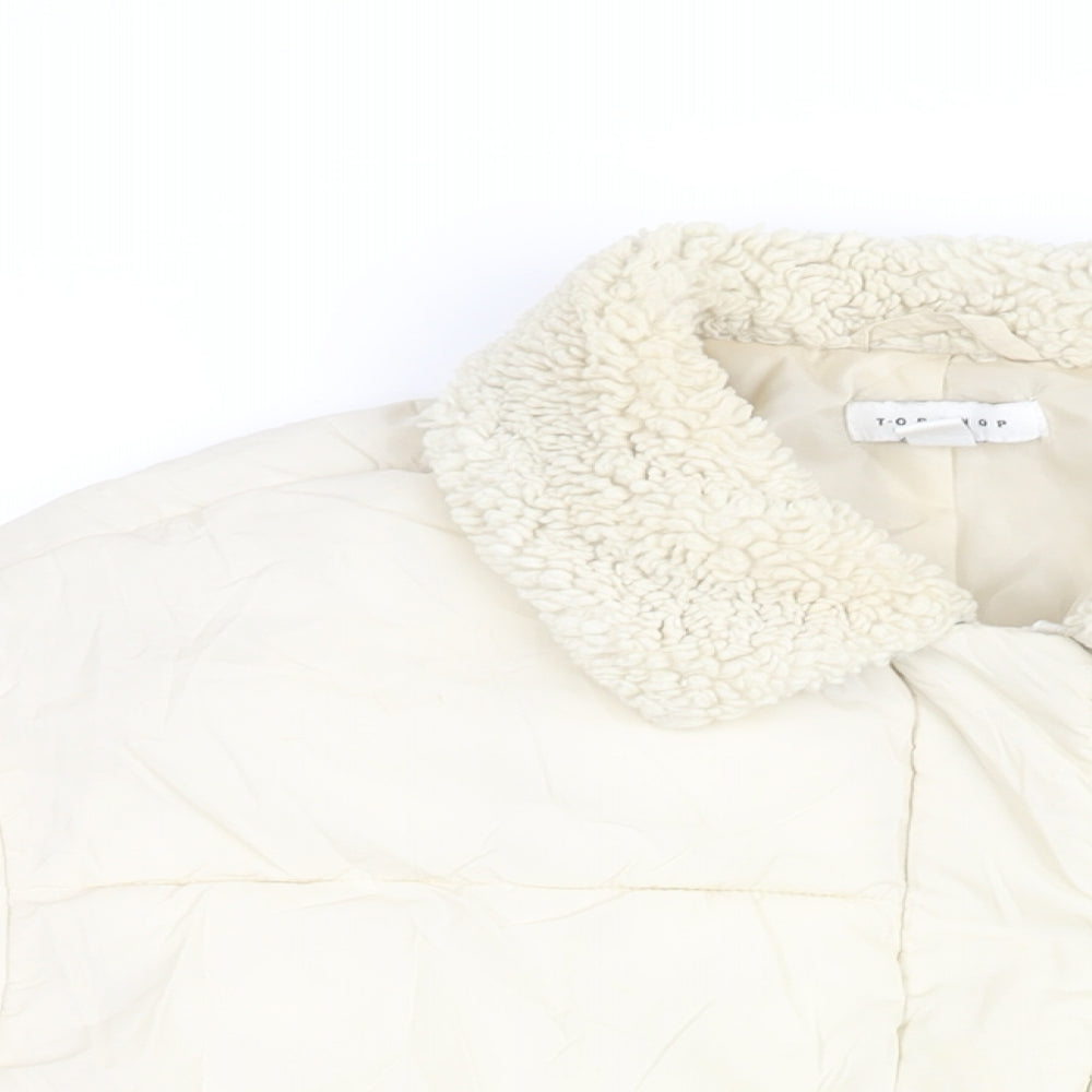 Topshop Womens Ivory Puffer Jacket Coat Size 8 Zip