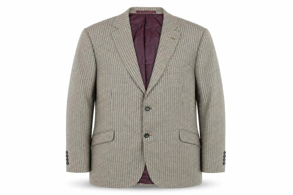 Marks and Spencer Mens Brown Geometric Wool Jacket Suit Jacket Size 42 Regular