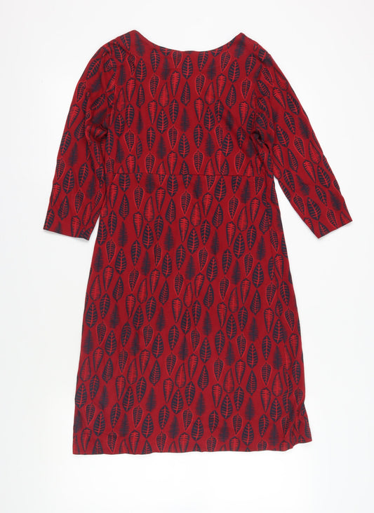 Weird Fish Women's Red Geometric Boat Neck Dress