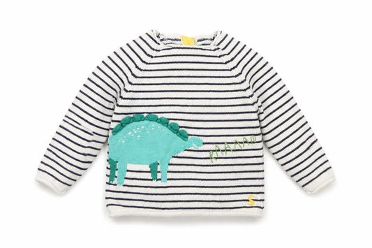Joules Unisex Baby Dinosaur Striped Jumper 9-12M