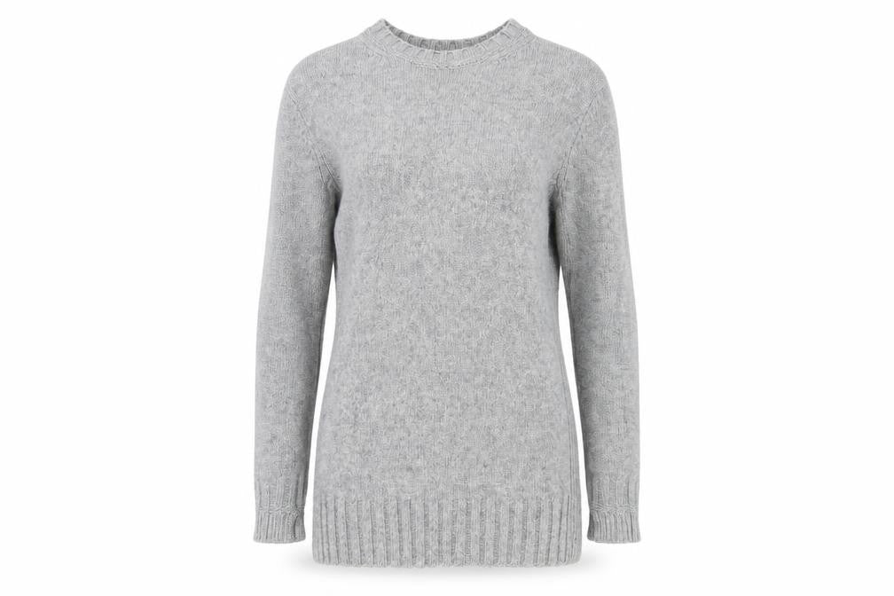 Front view of French Connection Grey Crew Neck Wool Blend Jumper