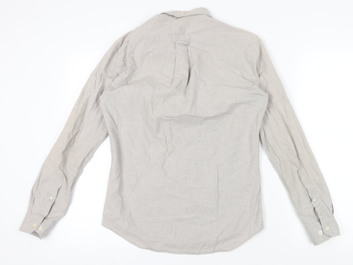 Farah Men's Beige Slim Fit Long Sleeve Shirt - S