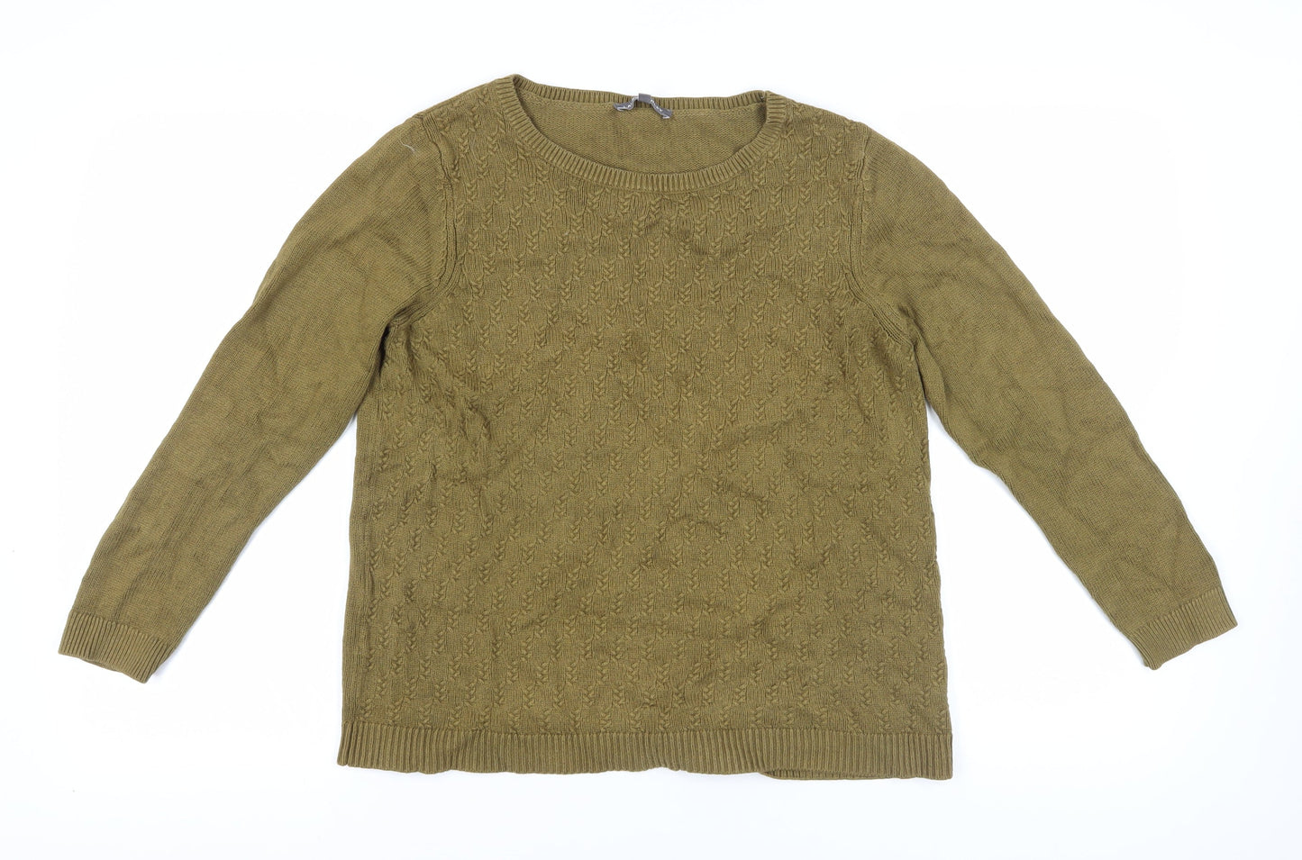 Laura Ashley Women's Green Crew Neck Pullover Jumper, Size 16