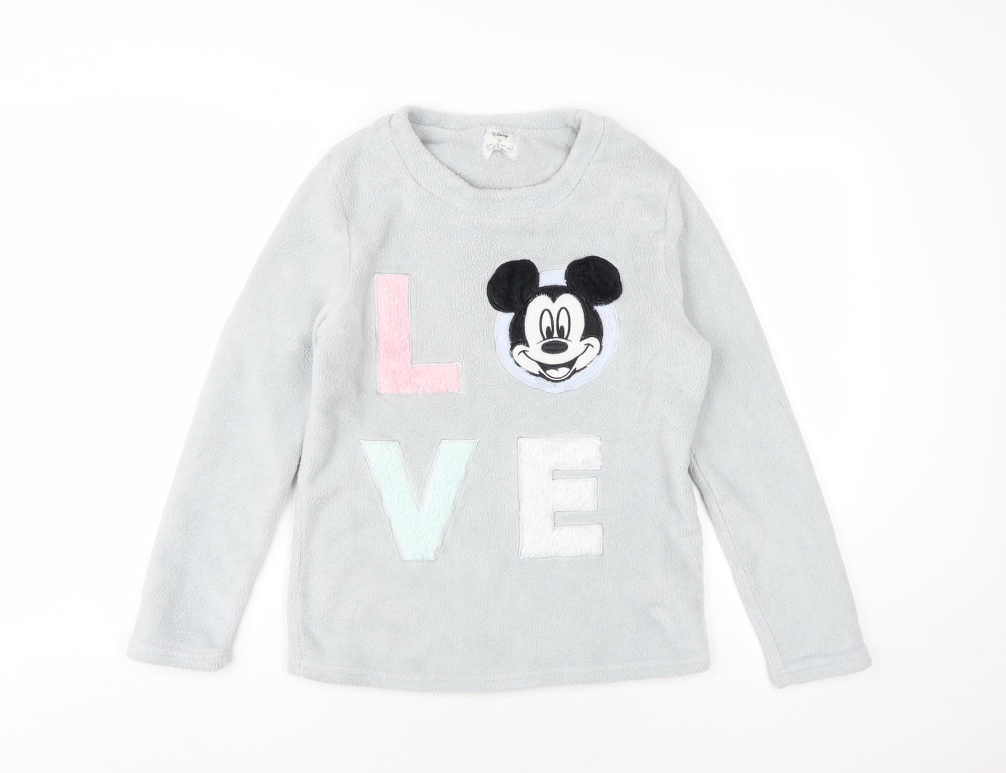 Disney Womens Grey Solid Polyester Top Pyjama Top Size 6 - Mickey Mouse Love