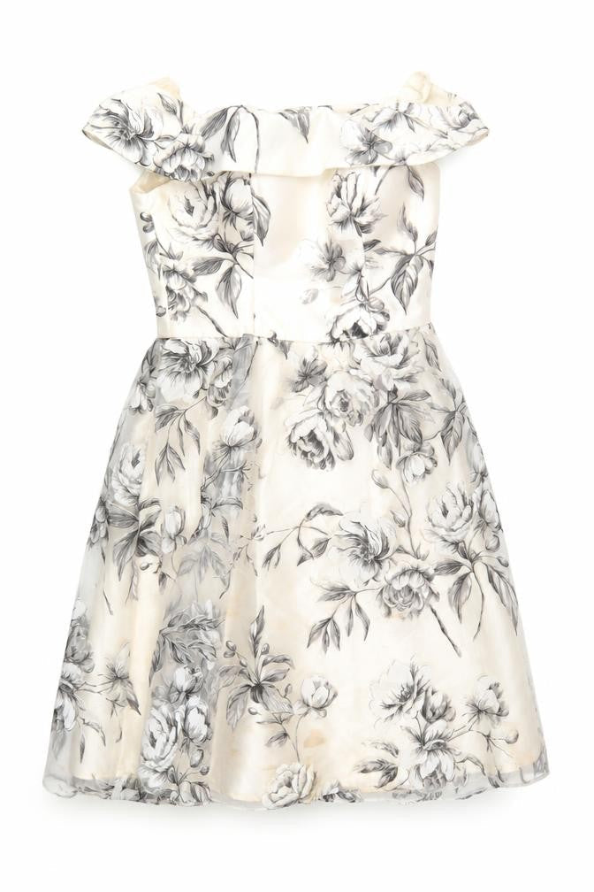 Chi Chi Womens Ivory Floral Polyester A-Line Size 10 Off the Shoulder Zip